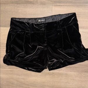 Y2K Mandee Black Shiny Velour Cuffed Shorts